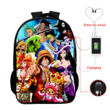 Anime One Piece 3-D Youth Teens Backpack Shcool Bookbag With USB Charging Interface