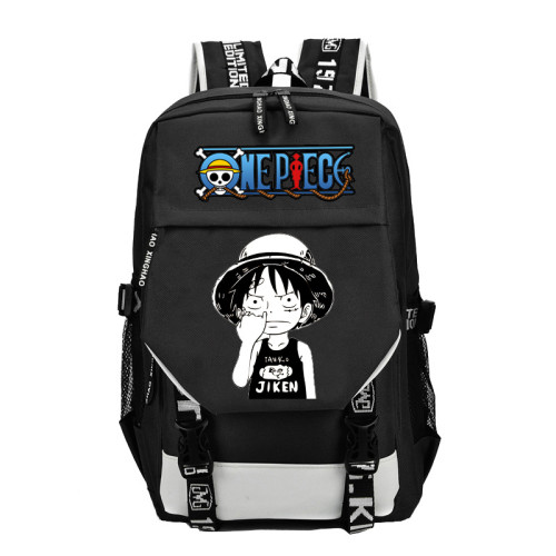 Anime One Piece Big Capacity Backpack With USB Charging Port Students Bookbag Daily Backpack