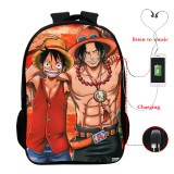 Anime One Piece 3-D Youth Teens Backpack Shcool Bookbag With USB Charging Interface