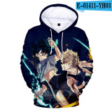 My Hero Academia 3-D Characters Print Hoodie Casual Fall and Winter Sweatshirt Fans Gift