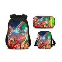 Rick and Morty Backpack Set 3pcs Stundents Backpack With Lunch Bag and Pencil Bag Set