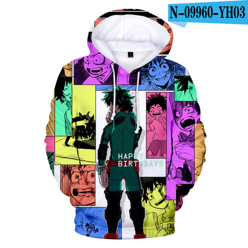 My Hero Academia 3-D Trendy Tops Youth Teens Hoodies Casual Pullover Sweatshirt Outfit