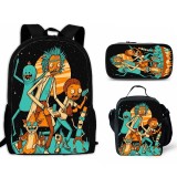 Rick and Morty Students 3pcs Backpack Set 3-D Bookbag With Lunch Bag and Pencil Bag Set