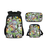Rick and Morty Backpack Set 3pcs Stundents Backpack With Lunch Bag and Pencil Bag Set