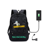 Rick and Morty School Trendy Backpack With USB Charging Port Black Students Bookbag