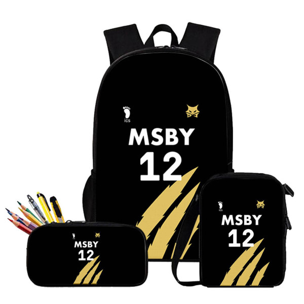 Anime Haikyuu!! MSBY Backpack Set Unisex Backpack and Lunch BOX Bag and Pencil Bag Set