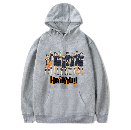 Anime Haikyuu!! Karasuno Volleyball Team All Characters Print Hoodie Long Sleeve Trendy Winter Fall Fleece Hoodies