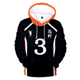 Anime Haikyuu!! Karasuno High Volleyball Team Hoodie Long Sleeve Casuall Pullover Sweatshirt