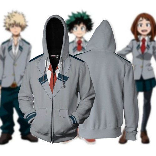 My Hero Academia 3-D Zipper Hooded Jacket Unisex Cosplay Costume Coat