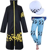 Anime One Piece Trafalgar Law 2nd Cosplay Costume Cloak Whole Set With Hat and Pants