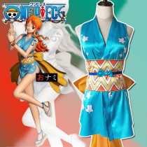 Anime One Piece Wano Country Nami Cosplay Costume Komono Dress With Bow Halloween Costume