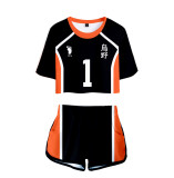 Anime Haikyuu!! Karasuno Crop Tops and Shorts Set Girls Trendy Suit