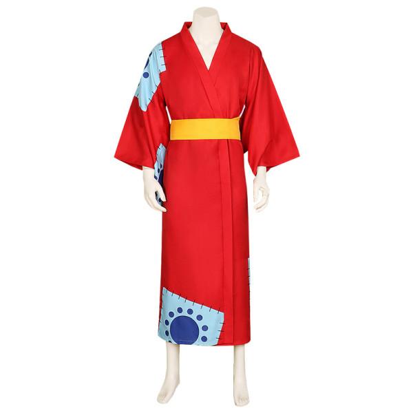 Anime One Piece Wano Country Luffy Red Kimono Costume Halloween Cosplay Costume
