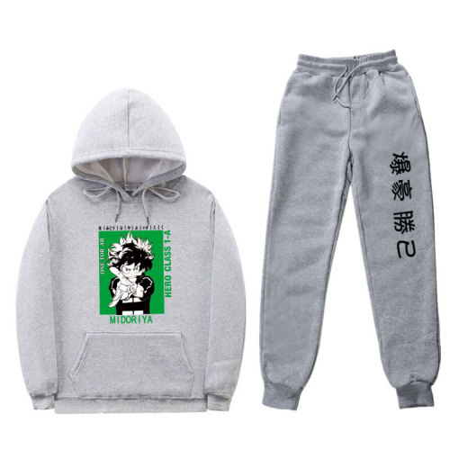 My Hero Academia Bakugou Katsuki Print Sweatsuit 2pcs Fleece Hoodie and Sweatpants Set