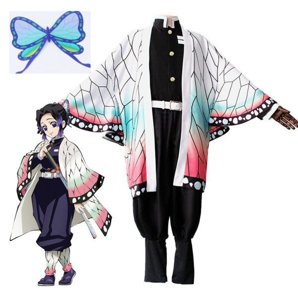 Anime Demon Slayer Kimetsu no Yaiba Cosplay Costume Kochou Shinobu Costume Full Set With Butterfly