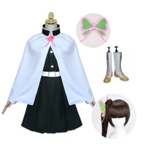 [Kids/ Adults] Anime Demon Slayer Cosplay Costume Kanao Tsuyuri Cospaly Costume Whole Set Costum With Boots and Wigs