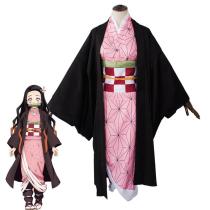Anime Demon Slayer Kimetsu no Yaiba Cosplay Costume Nezuko Kamado Cosplay Uniform Set Halloween Costume