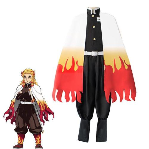 Anime Demon Slayer Kimetsu no Yaiba Cosplay Costume Kyojuro Rengoku Cosplay Costume Suit Halloween Costume