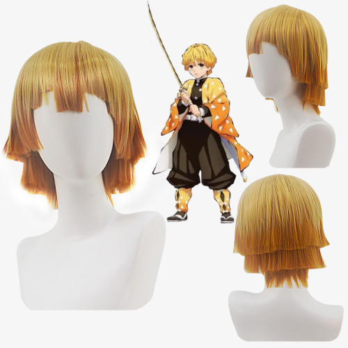 Anime Demon Slayer Zenitsu Agatsuma Cosplay Accessories Cosplay Wigs