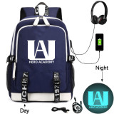 My Hero Academia Backpack With USB Interface School Students Backpack Bookbag Computer Backpack