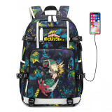 My Hero Academia Big Capacity Rucksack Students Bookbag Travel Backpack Computer Backpack With USB Charging Port