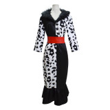 Cruella de Vil Costume Bodycon Dress Black and White Halloween Cosplay Costume