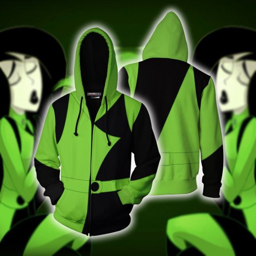 Kim Possible Shego Cosplay Jacket Green Hooded Zip Up Jacket