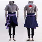 Anime Naruto Sasuke Uchiha Purple Cosplay Costume Whole Set With Wigs Shoes Kuani Headband Props Set