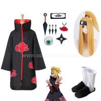 Naruto Akatsuki Deidara Cosplay Costume Whole Set With Wigs Shoes and Props Halloween Costume