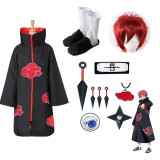Naruto Akatsuki Sasori Costume Whole Set Cloak With Props Wigs and Shoes Halloween Party Coapaly Costume