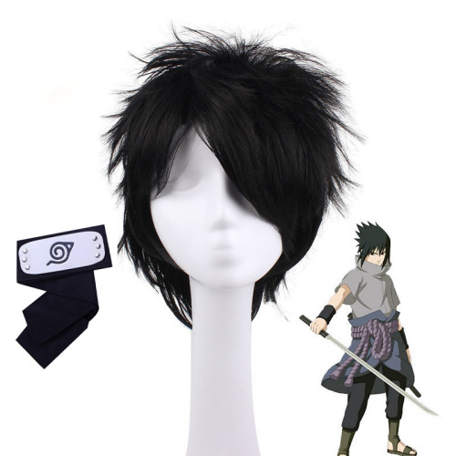 Anime Naruto Sasuke Uchiha Cosplay Wigs With Headband