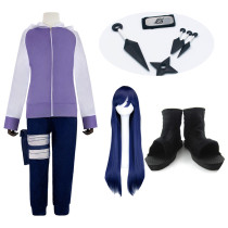 Anime Naruto Hinata Hyuga Cosplay Costume Whole Set With Props Wigs and Shoes
