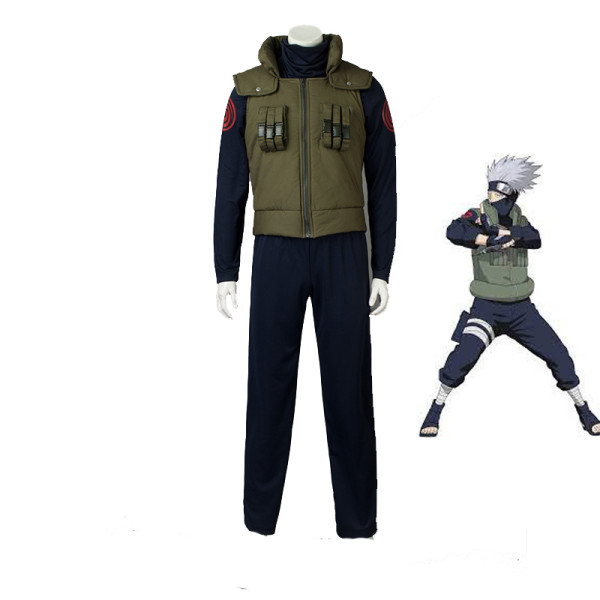 Anime Naruto Kakashi Hatake Cosplay Costume Top Pants and Vest Set Halloween Costume