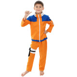 Kids Version Anime Naruto Shippuden Naruto Uzumaki Cosplay Costume Set Top and Pants