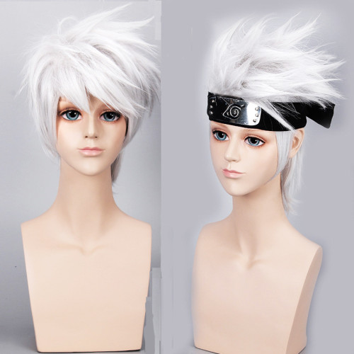 Anime Naruto Kakashi Hatake Cosplay Wigs With Headband