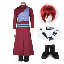 Anime Naruto Gaara Cosplay Costume Whole Set With Wigs and Shoes Props