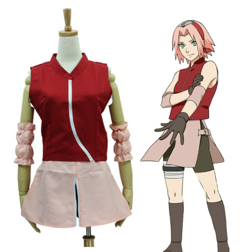 Anime Naruto Haruno Sakura Second Generation Cosplay Costume Set Female Halloween Costume