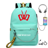 Chad Wild Clay Youth Teens Backpack With Chain Decor CWC Students Backpacks With USB Charging Interface