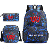 Chad Wild Clay Students Backpack Set 3pcs Backpack and Cross Body Bag and Pencil Bag Set