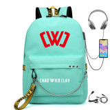 Chad Wild Clay Youth Teens Backpack With Chain Decor CWC Students Backpacks With USB Charging Interface