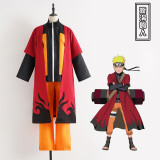 Anime Naruto Shippuden Naruto Uzumaki Cosplay Costume and Cloak Halloween Costume Set