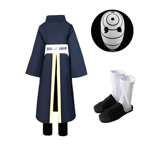 Anime Naruto Obito Uchiha Cosplay Costume With Mask and Shoes Whole Set Halloween Costume