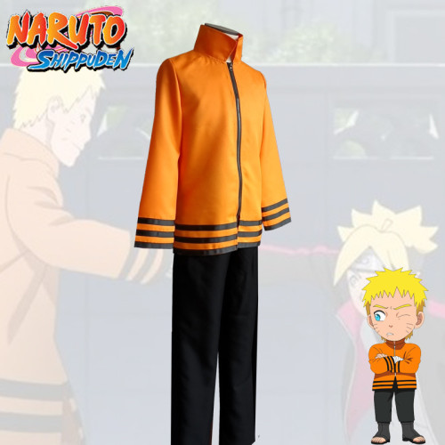 Anime Naruto The Seventh Hokage Cosplay Costume Top and Pants Halloween Costume Outfit