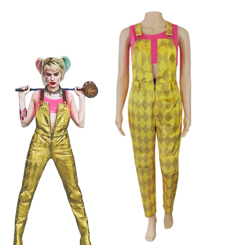 The Suicide Squade Harley Quinn Yellow Cosplay Costume Jumpsuit Halloween Costume