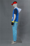 [Kids/Adults] Anime Pokemon Advanced Generation Ash Ketchum Cosplay Costume AG Halloween Costume Top and Pants and Hat Set