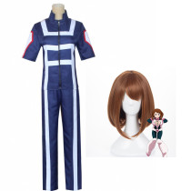 Anime My Hero Academia OCHACO URARAKA Training Suit Costume With Wigs Halloween Cosplay Outfit