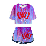 Chad Wild Clay 3-D Galaxy Print Crop Tee and Shorts Set Girls Trendy Crop Top T-shirt and Shorts Set