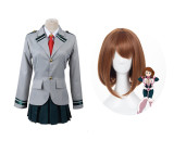 Anime My Hero Academia OCHACO URARAKA Cosplay School Uniform Costume Suit With Wigs