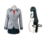Anime My Hero Academia Asui Tsuyu FROPPY Cosplay Costume School Uniform With Wigs Set