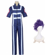 Anime My Hero Academia Shinso Hitoshi Training Suit Costume With Wigs Halloween Cosplay Outfit